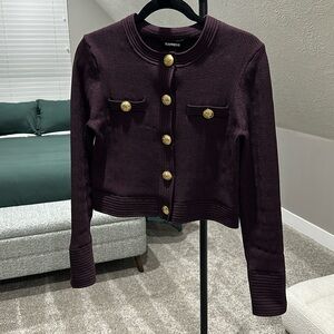 Express Novelty Button Ribbed Cardigan size L